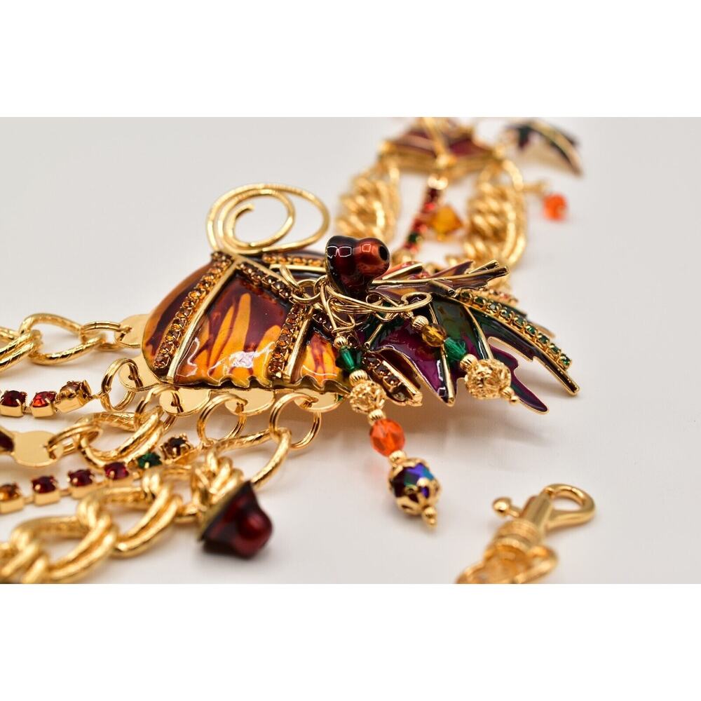 Lunch At The Ritz Autumn Fall Belt Chain Rhinestone Crystal Maple Leaf RARE - Picture 13 of 16